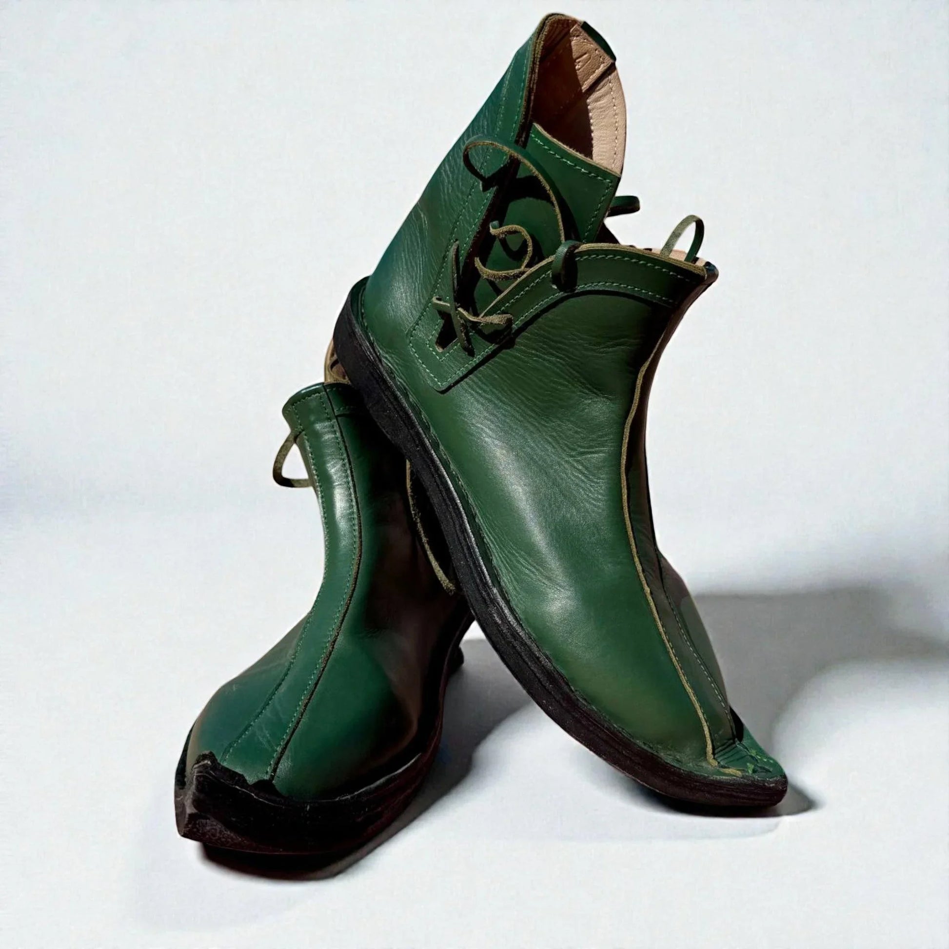 Dark Green Medieval Leather Shoes