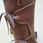 Genuine leather medieval boots with handmade stitching