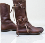 Medieval leather boots worn with Viking costume