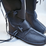 Black medieval leather boots for Viking costume